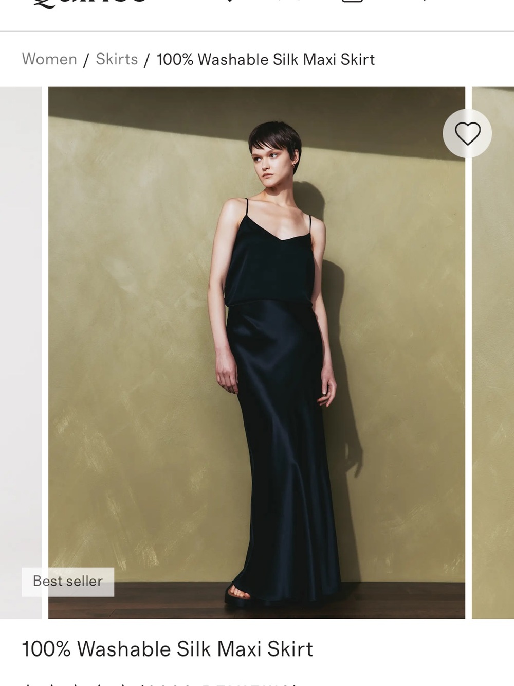 Quince Black Washable Silk Maxi Slip Skirt